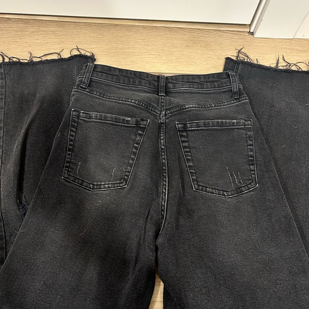 Wild Fable Charcoal Frayed Hem Jeans Wide Leg size 4